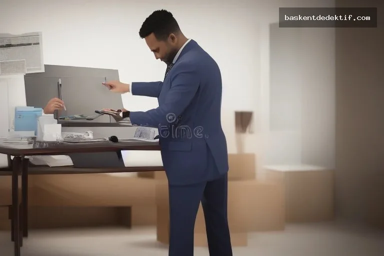 Profesyonel bir dedektif Ankara ofisinde dosyaları inceleyen profesyonel ofis ortamı