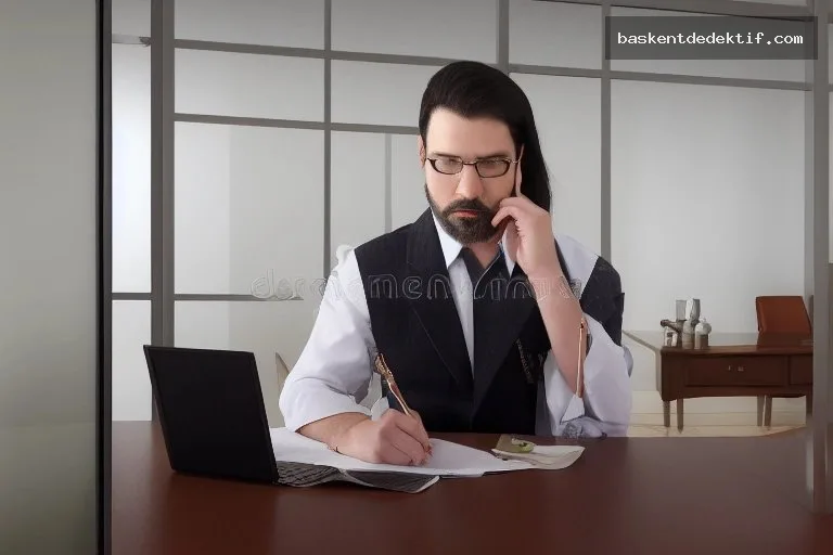 Ankara Dedektif ofisi, laptop ve dosyalarla