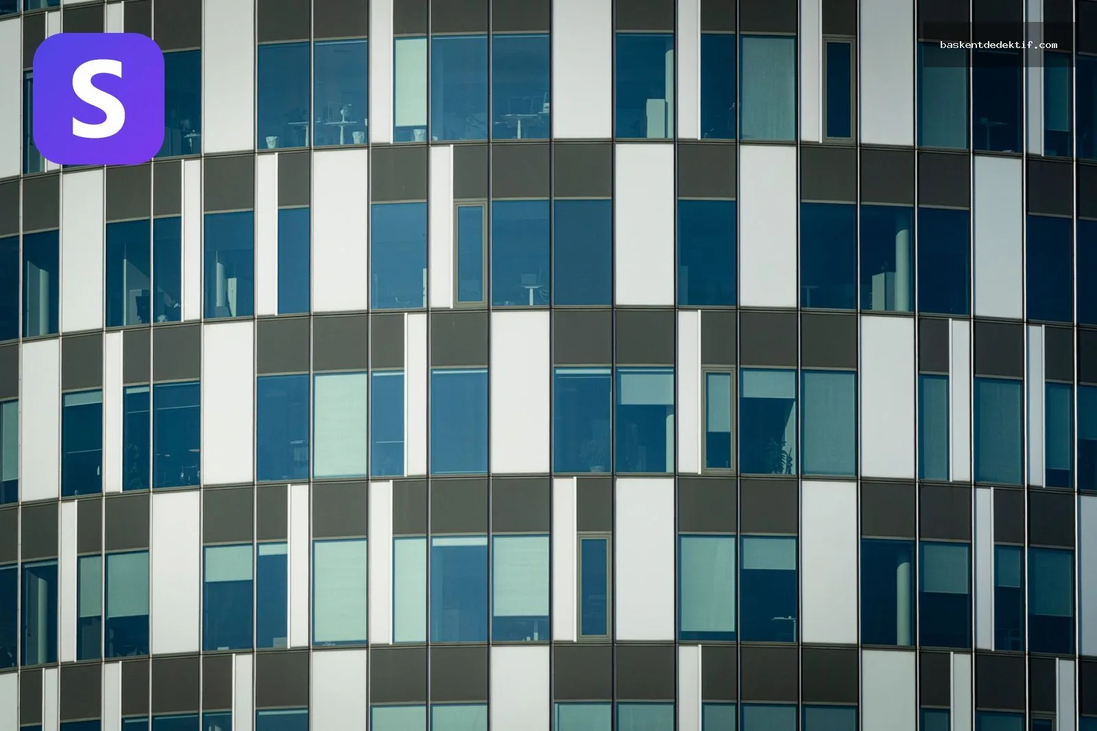 Ankara Başkent Dedektif modern ofis binası geometrik cam cephesi