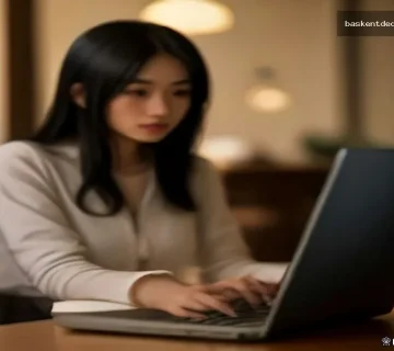 Otel Kaydı Nasıl Bulunur için laptopta otel arayan bir yolcu