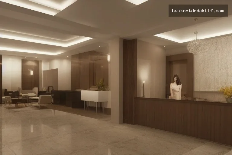 Ankara otel kaydı için modern lüks otel lobisi Türk mimarisinde Türk yazılarıyla