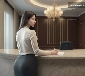 Modern otel resepsiyonunda profesyonel işlemler için hazırlanan otel kayıtları