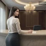 Modern otel resepsiyonunda profesyonel işlemler için hazırlanan otel kayıtları